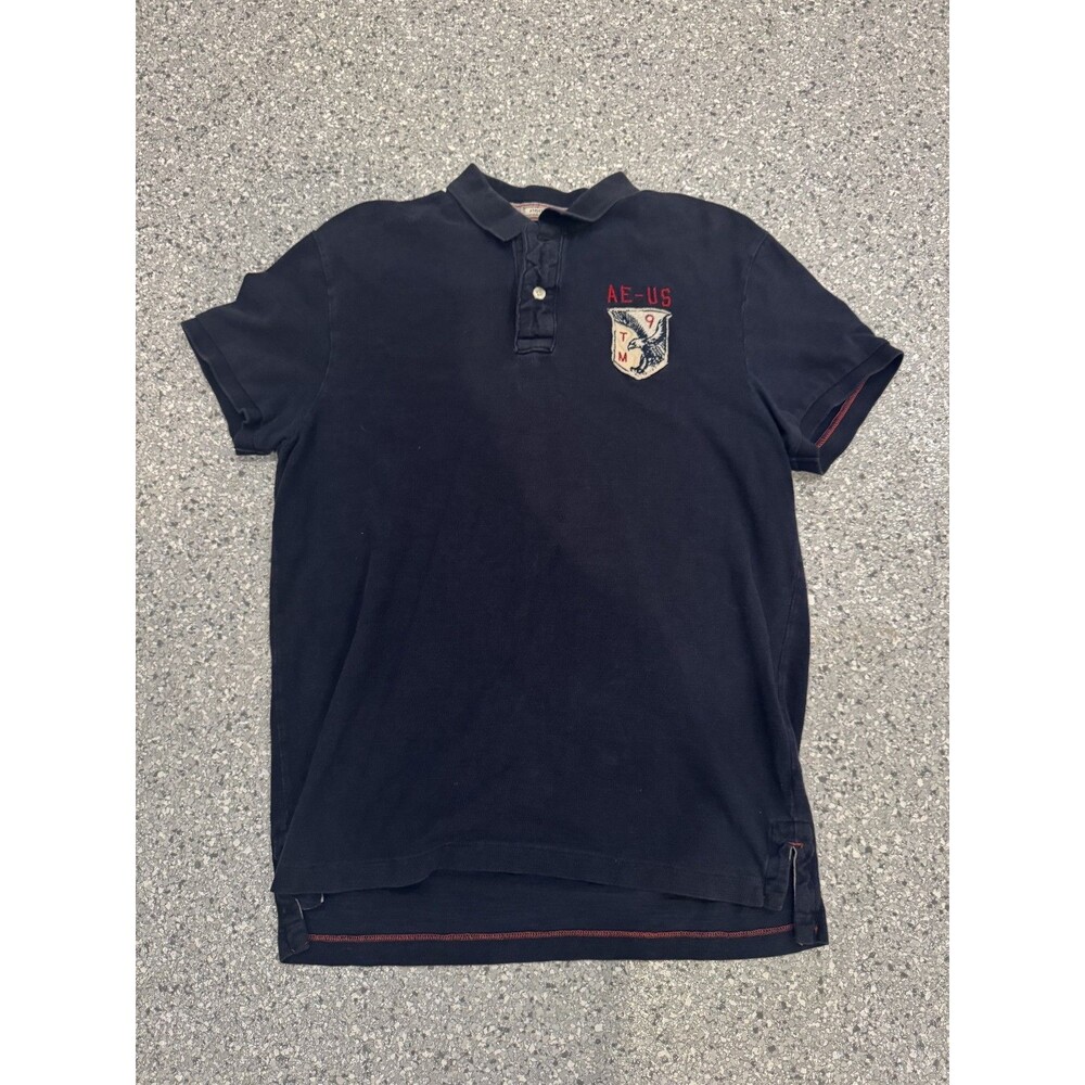 American Eagle Blue Polo Short Sleeve size L